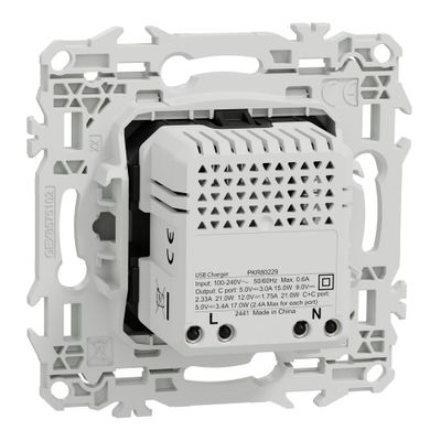 Double prise USB-C 21W Odace 2025 blanc - SCHNEIDER ELECTRIC