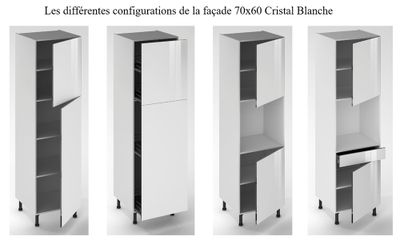 Porte pour meuble de cuisine Cristal blanche 70 x 60 cm OFITRES