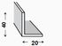Cornière inégale aluminium brut 40 x 20 x 1,5mm 1m CQFD