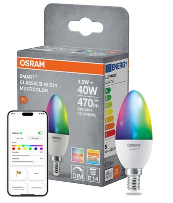 Ampoule WIFI flamme E14 RGB 4.9 W = 470 lumens OSRAM