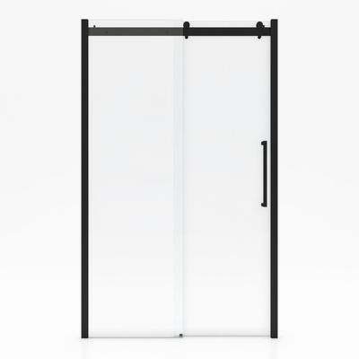 Porte de douche coulissante 120x200 cm profilé noir verre transparent 8 mm Rolling - AURLANE