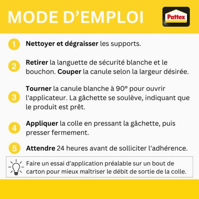Mastic colle de fixation Ni Clou Ni Vis invisible Extra Fort cartouche à gachette 260 g - PATTEX