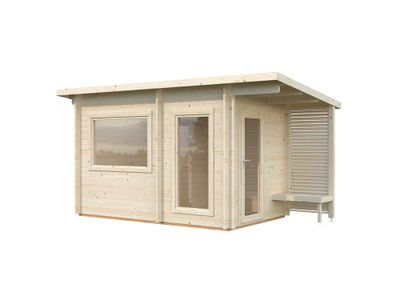 Sauna extérieur Palmako Sanna 4,1m² double vitrage et pergola - 12,6 m² - PALMAKO