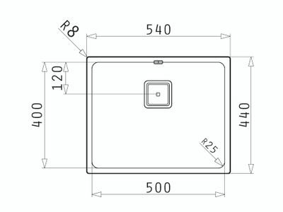 Evier 1 cuve rectangulaire finition lisse 50 x 40 cm NORD INOX