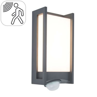 Applique extérieur LED détecteur de mouvements Qubo gris IP54 800 lumens blanc chaud - COREP