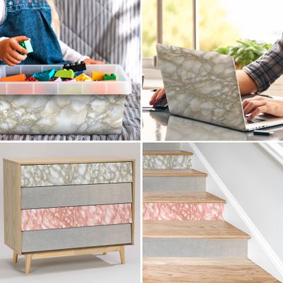 Adhésif décoratif effet marbre blanc 2 x 0,45 m VENILIA