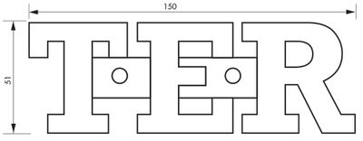 Plaque signalétique lettre Ter à visser hauteur 51 mm laiton THIRARD