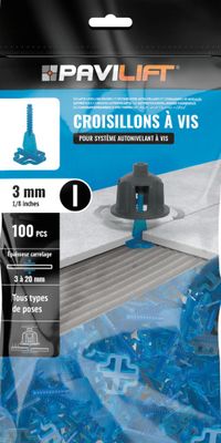 Croisillons de carrelage autonivelants en I 3 mm bleu sachet de 100 PAVILIFT