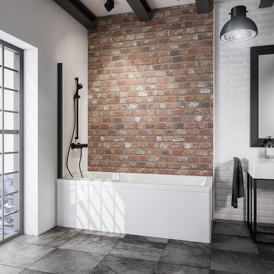 Pare-baignoire rabattable 140x80 cm profilé noir verre transparent Capri - SCHULTE