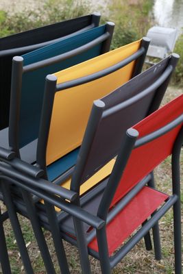Fauteuil de jardin DUCA aluminium et textilène gris perle - PROLOISIRS