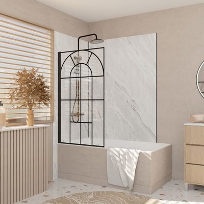 Pare-baignoire rabattable avec profilés noir mat 75x130 cm Garden AURLANE