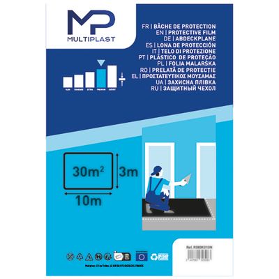 Bâche premium de protection pour travaux 3 m x 10 m qualité pro - MULTIPLAST