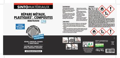 Résine de réparation pour métaux, plastiques et composites 1,1 kg SINTO MATERIAUX