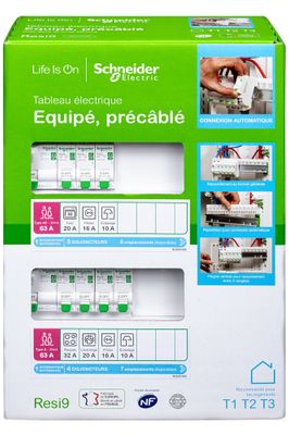 Tableau électrique pré-équipé Resi9 XE 2 rangées pour logement T1 à T3 - SCHNEIDER ELECTRIC