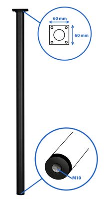 Pied de table rond noir diamètre 30 x 700 mm