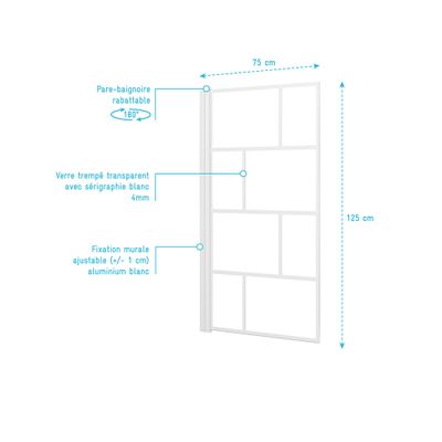 BRICKS WHITE PARE BAIGNOIRE 125X75