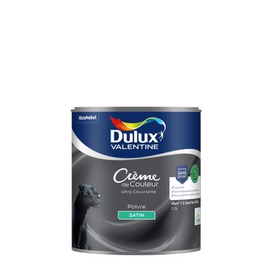 Peinture crème de couleur Poivre satin 0,5L - DULUX VALENTINE