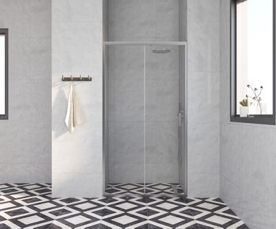 Porte de douche coulissante 100x185 cm profilé chrome verre transparent 4 mm Primera - OCEA