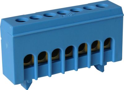 Bornier neutre bleu 7 trous sur rail DIN - Batilec