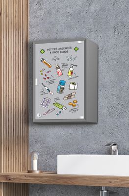Armoire à pharmacie Petites urgences, laquée gris MP GLASS