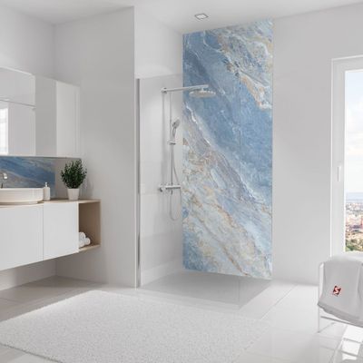 Panneau mural de douche 100x255 cm marbre bleu DécoDesign Softtouch - SCHULTE