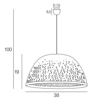 Suspension E27 60W Ø38 cm dôme bambou tressé - Kami dome COREP