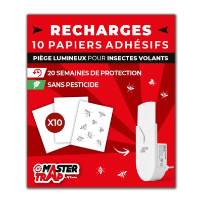 Recharges de papiers collants  par 10 pour piège anti-moustique MASTER TRAP