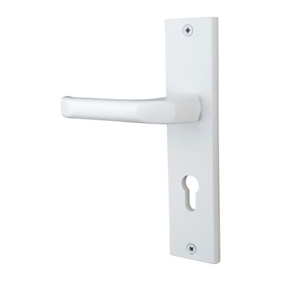 Poignées de porte sur plaques à cylindre sécurité Odin blanc ALPERTEC