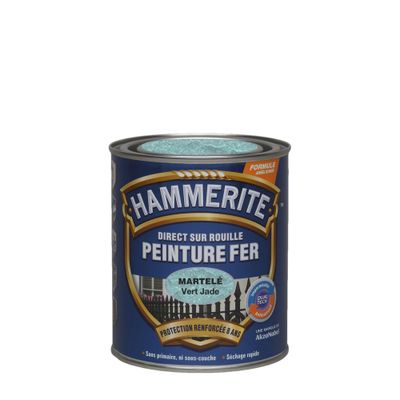 Peinture fer extérieur direct sur rouille Martelé Vert Jade 0,75 L - HAMMERITE