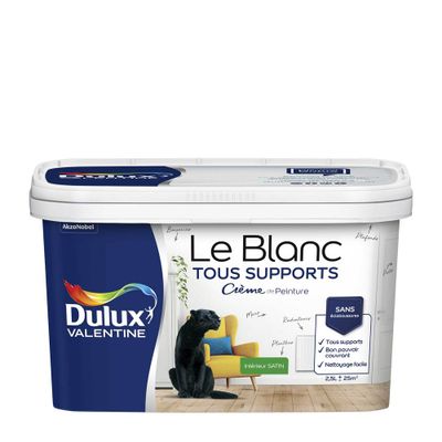 Peinture acrylique Tous Supports blanc satin 2,5 L - DULUX VALENTINE