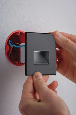 Spot LED encastrable mural carré noir - PAULMANN