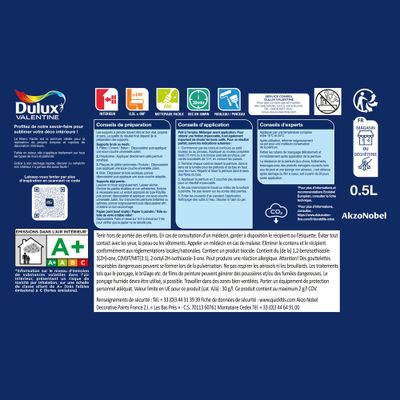 PEINTURE MULTI-SUPPORTS BLANC FACILE BLANC BASE WHITE SATIN 0,5L - DULUX VALENTINE