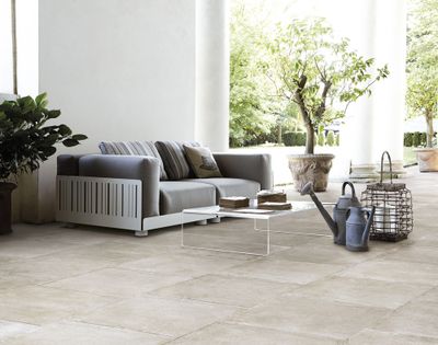 Carrelage de sol extérieur effet pierre beige ép 9,50 mm 60 x 60 cm rectifié paquet de 1,08 m²