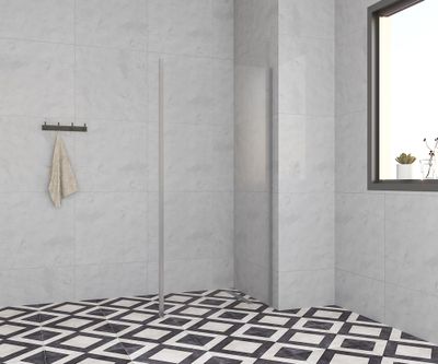 Paroi de douche latérale fixe 90x185 cm profilé chrome verre transparent 4 mm Primera - OCEA