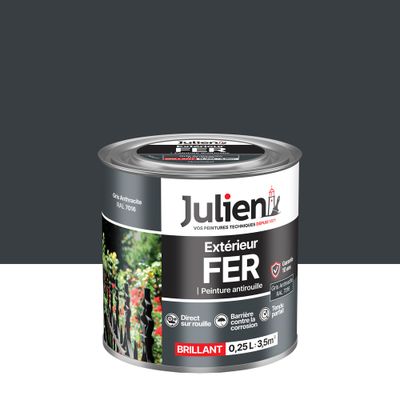 Peinture fer antirouille gris anthracite RAL 7016 brillant 250 mL - JULIEN