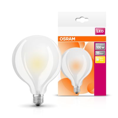 Ampoule LED globe dépolie E27 12 W =1521 lumens blanc chaud RETROFIT CLASSIC OSRAM