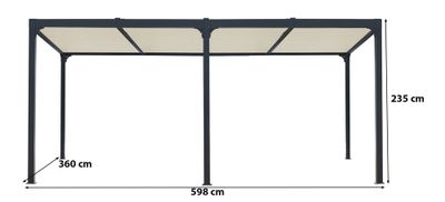 Pergola bioclimatique autoportante en aluminium XXL PER3660BIW gris 21,52 m², Livraison à domicile incluse - HABRITA