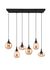 Suspension E14 Lumina noir et verre ambre 6x40W - TRIO