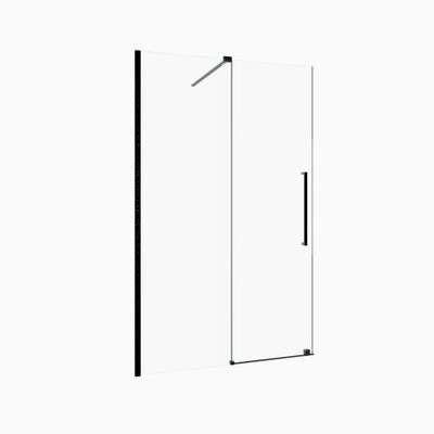 Porte de douche coulissante 120x195 cm profilé noir verre transparent 6 mm Sliding - AURLANE
