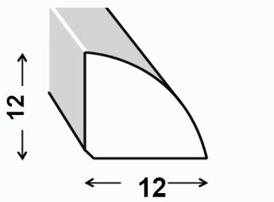 1/4 ROND PVC 12X12 BLANC 2,50M CQFD
