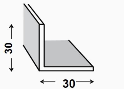 Cornière égale aluminium laqué blanc 30 x 30 x 1,2 mm 2,50 m CQFD