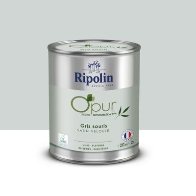 Peinture O'PUR Satin GRIS SOURIS 2 L - RIPOLIN