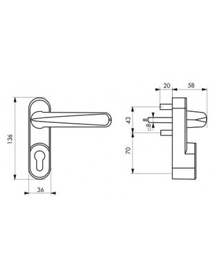 Poignée de manoeuvre extérieure noire pour serrure antipanique THIRARD