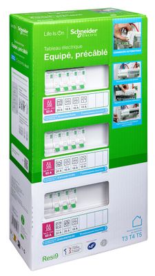 Tableau électrique pré-équipé Resi9 XE 3 rangées pour logement T3 à T5- SCHNEIDER ELECTRIC