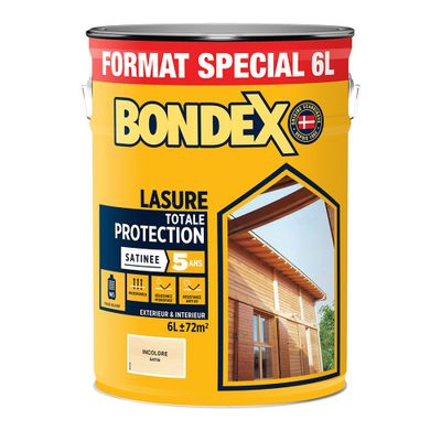 Lasure totale protection 5 ans incolore satin 6 L - BONDEX