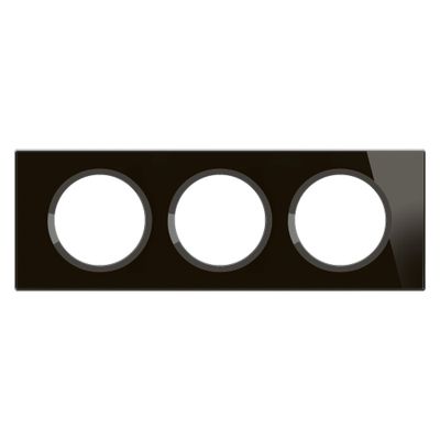 Plaque de finition 3 postes Verre onyx noir - Céliane LEGRAND