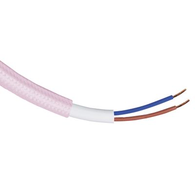 Câble électrique textile 2 x 0,75 mm² pour luminaire 3 m rose - TIBELEC