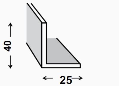 CORNIERE INEGALE DAMIER ALUMINIUM BRUT 25 X 40 MM 2,50 M CQFD
