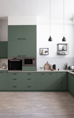 Peinture de rénovation pour cuisine kaki brut finition satinée 0,75L - V33