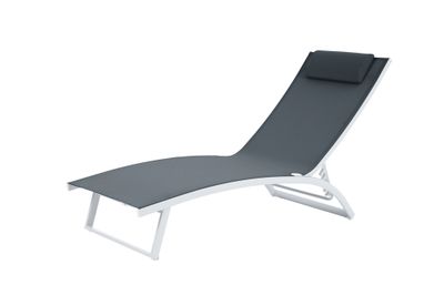 Bain de soleil aluminium blanc et textilène  gris VALENCIA - BOCARNEA